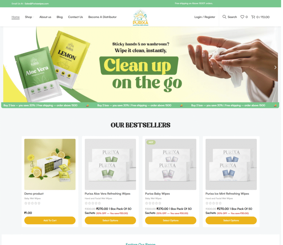 purixawipes website ui