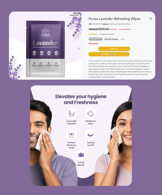 purixa lavendar refreshing wipes