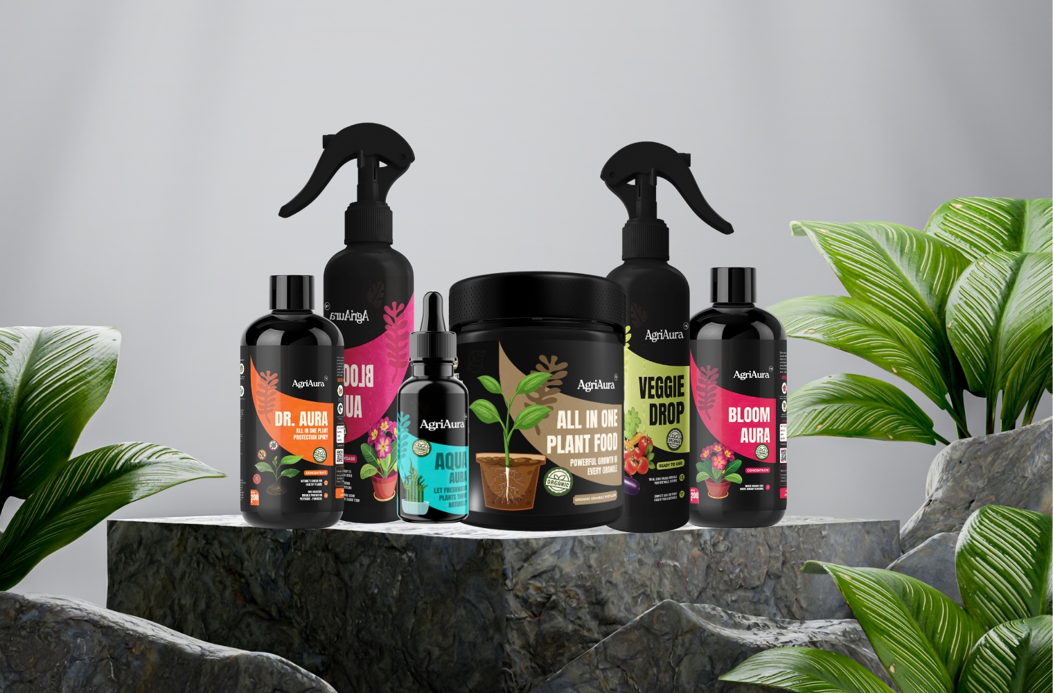 mockups of products of AgriAura