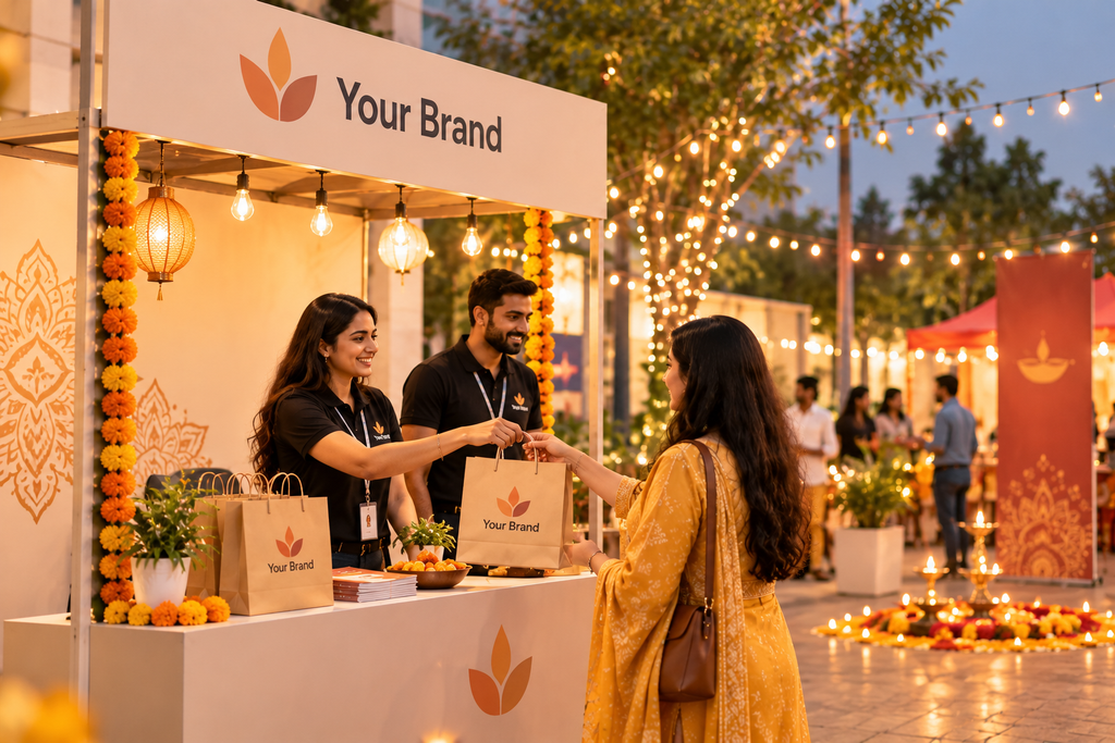 brand participating in local diwali celebration
